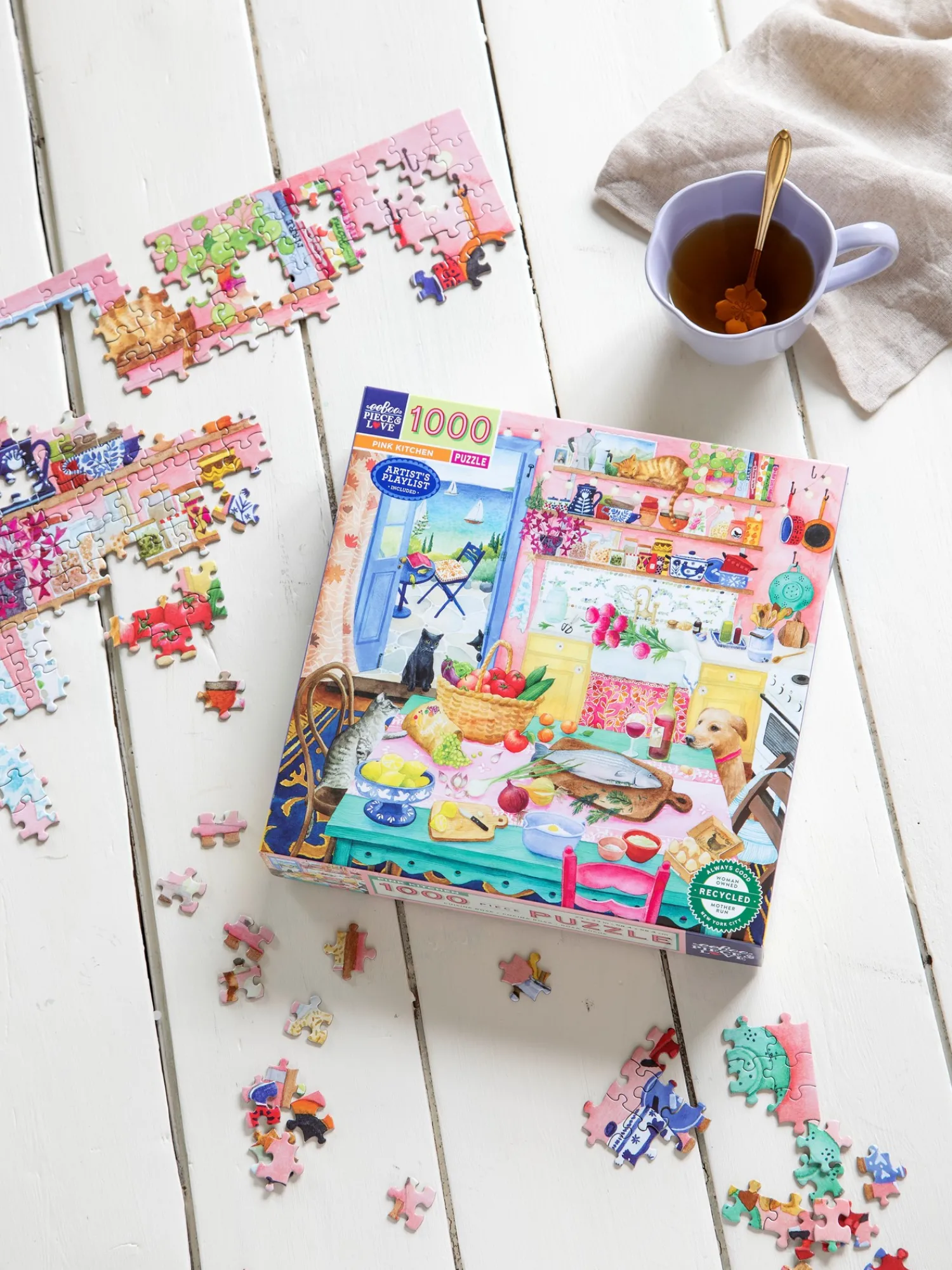 Discount Pink Kitchen-puslespill Med 1000 Brikker Puslespill Og Spill