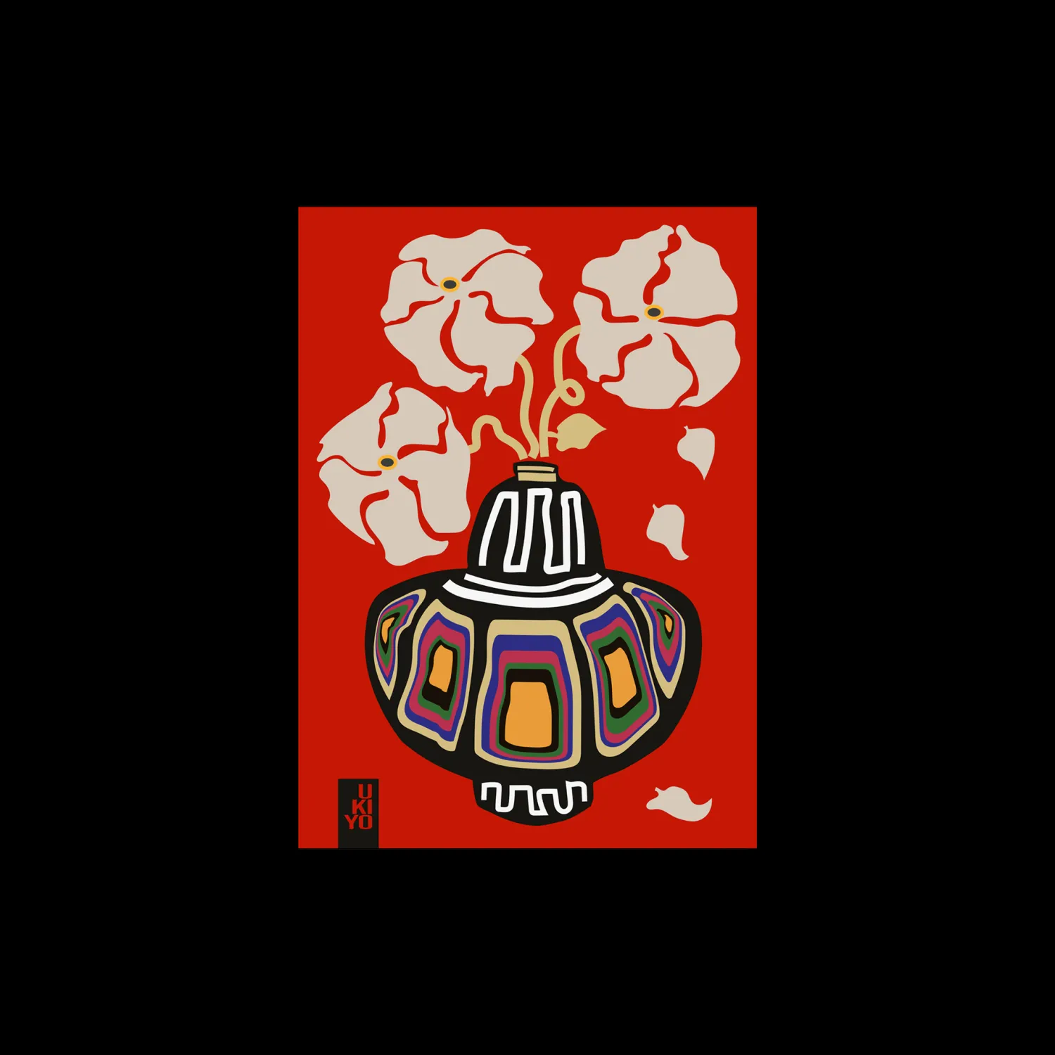 Online Plakat Ukiyo Vase Flower Rainbow Red 50 X 70 Cm Rammer Og Plakater